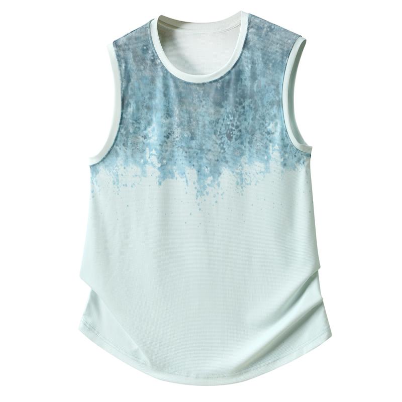 Men s Plus Size Tie-Dye Gradient Tank Top, Breathable Waffle Knit Sleeveless Shirt (5XL-11XL) 5XL(85kg-95kg) синий