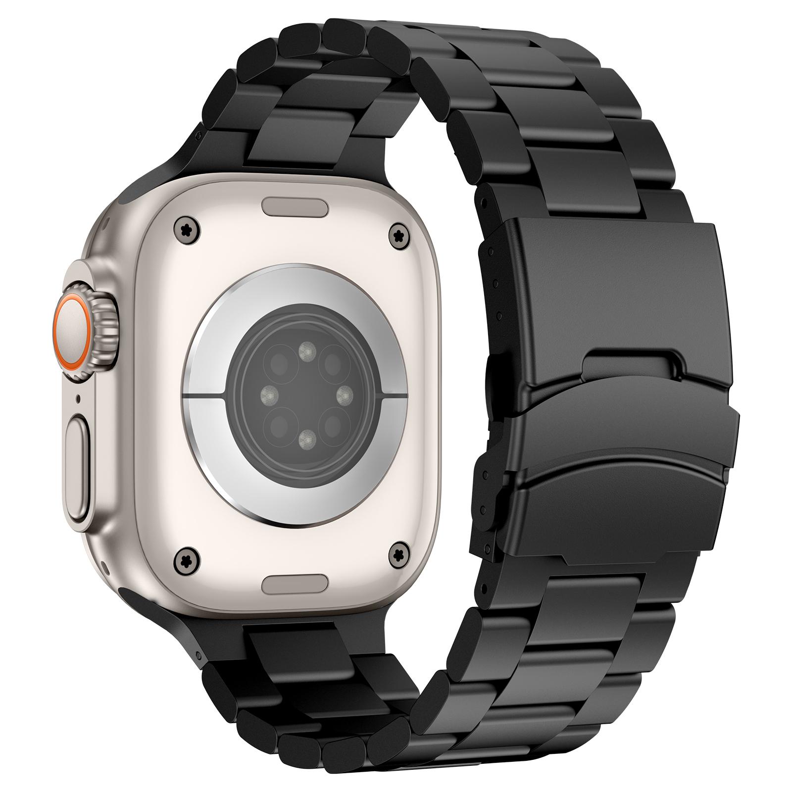 

Для Apple Watch 10 46 мм/Ultra 2/Ultra 49 мм/9 8 7 45 мм/SE (2023) SE (2022) SE 6 5 4 44мм/3 2 1 42мм Ремешок для часов из титанового сплава с тремя звеньями Black