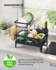 SONGMICS Dish Drying Rack, Dish Drainer Rack for Kitchen Counter, 360 degrees Rotatable and Extendable Spout, Draining Board, with Cutlery Holder