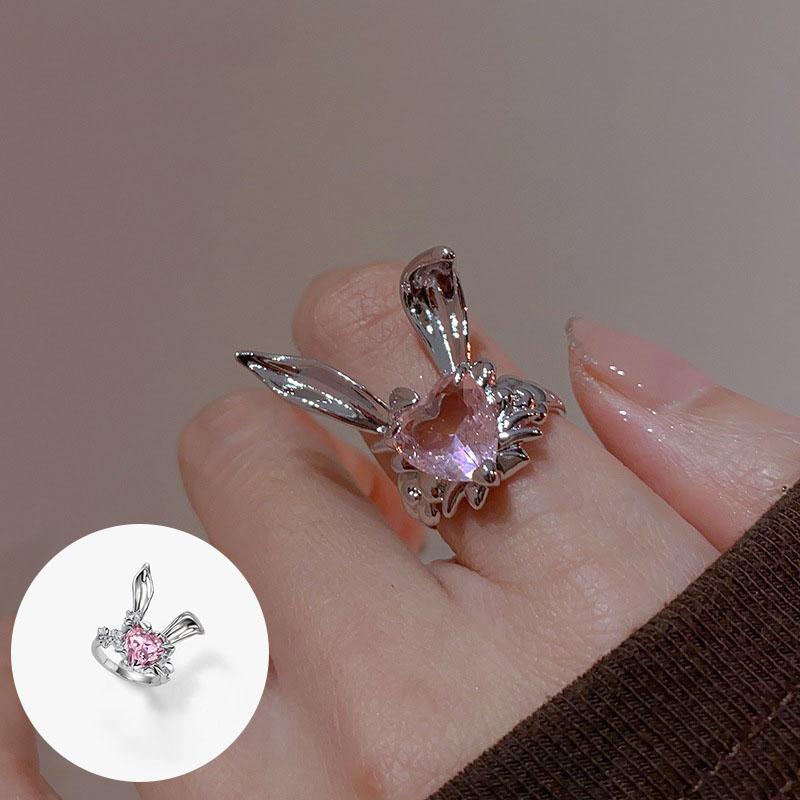 PANJBJ 925 Stamp Silver Color Rabbit Ears Ring for Women Girl Irregular Animal Cute Jewelry Birthday Gift Wholesale Dropshipping