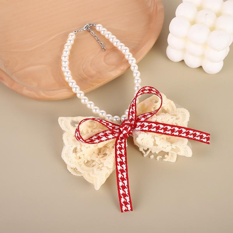 

Lace Pet Collar Cat Dog Bow Necklace Teddy Bigbear Valentine s Day Wedding Dog S:26+5cm