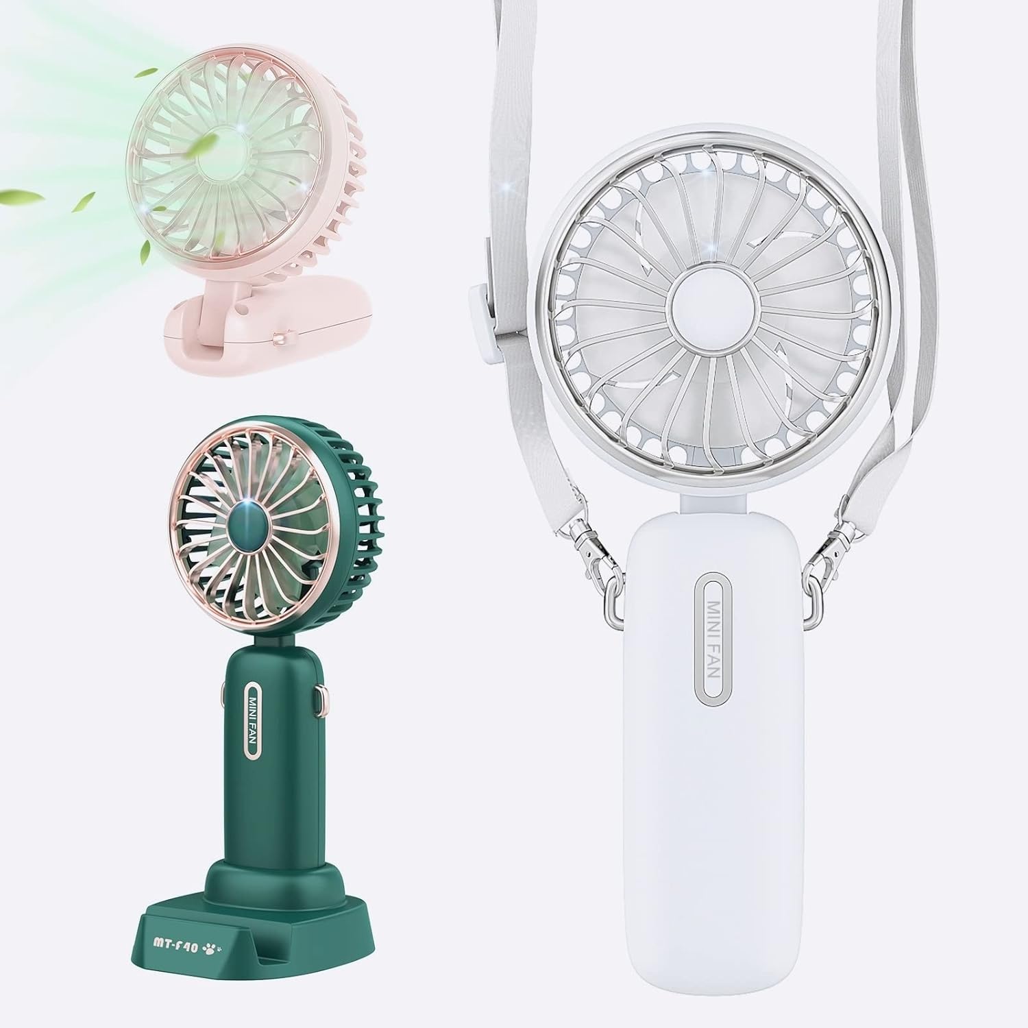 

Upgraded 20dB Handheld Portable Handy Tabletop Mini 4800mAh Large Neck 5 Wind Speed Smartphone Stand USB Neck Cute with Heatstroke Strong White [2025 білий