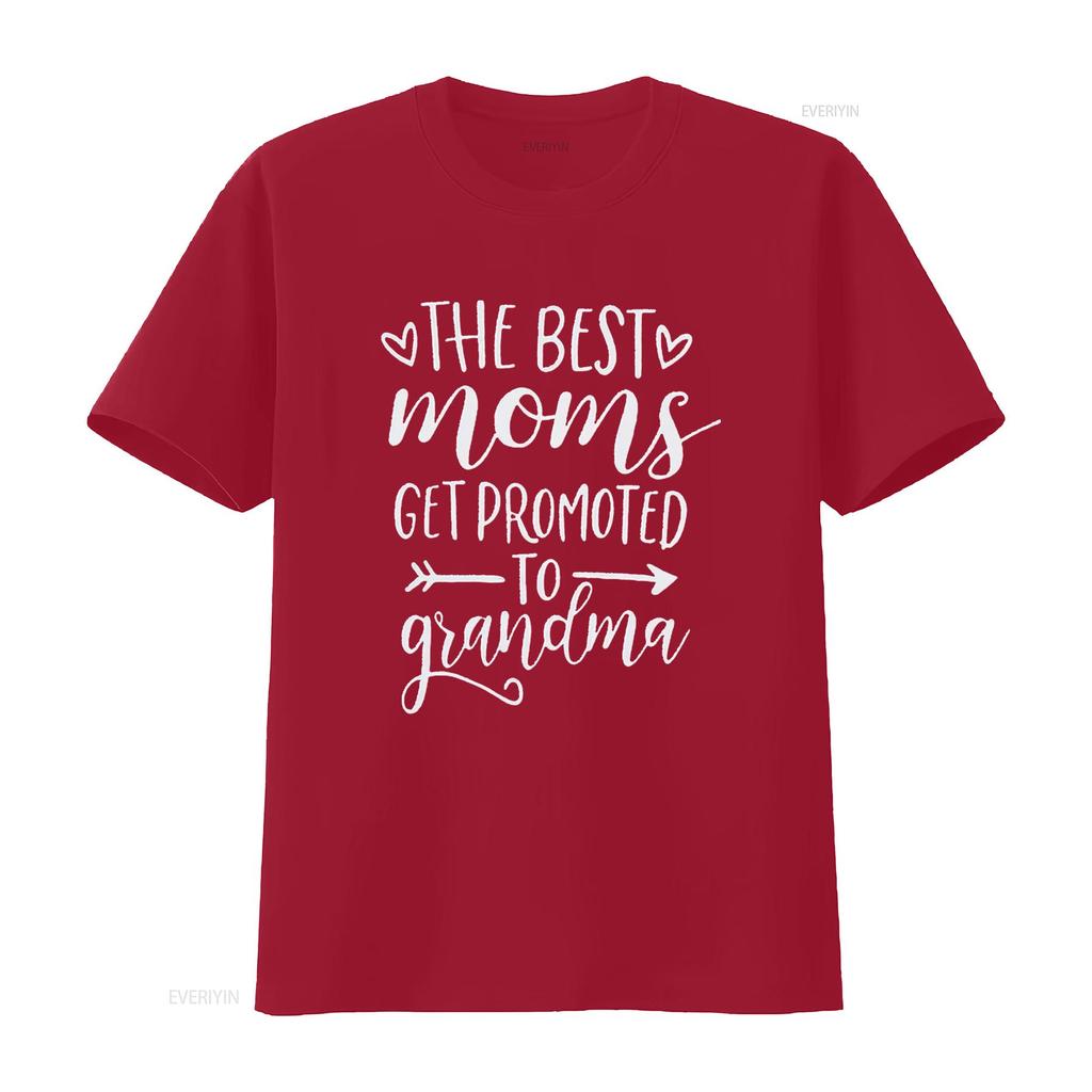 The Best Moms Get Promoted To Grandma T Shirt Women Grandmother GifT with Funny Saying Casual Top Vintage Washed Versatile