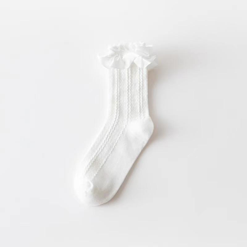Mid-calf Bubble Lace Lolita Women's Socks, Mesh Twist Breathable Socks, Sweet Cotton Socks, Thin Spring
