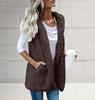 Damen Weste Eleganter Stil Einfarbige Ärmellose Fleeceweste mit Kapuze Mittellange Weste mit Taschen Herbst Winter Übergröße