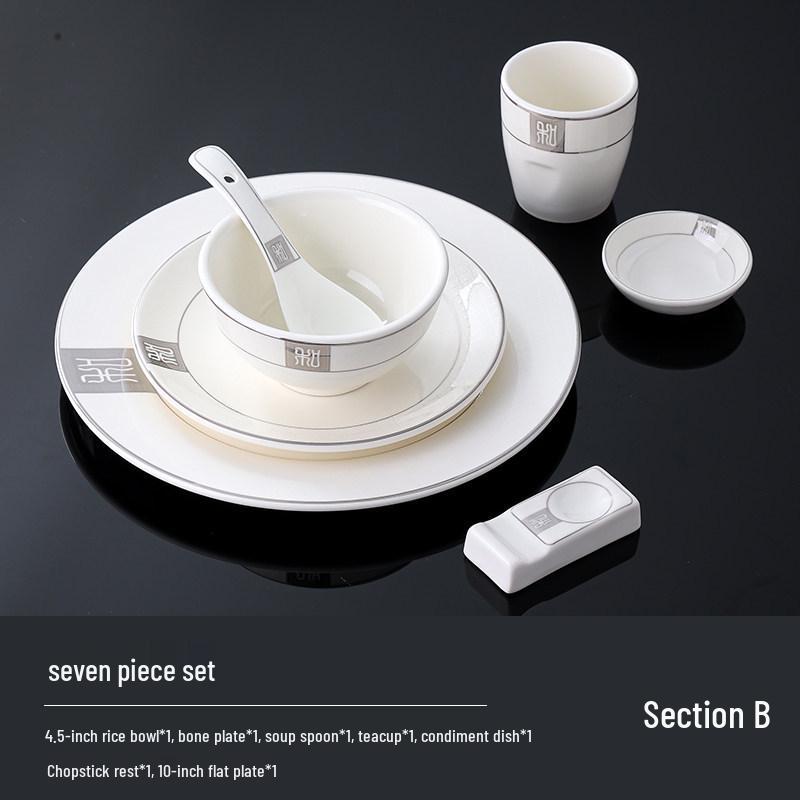 Luxury Ceramic Tableware Set - 4-Piece High-End Bowls, Plates & Dishes for Hotels & Restaurants