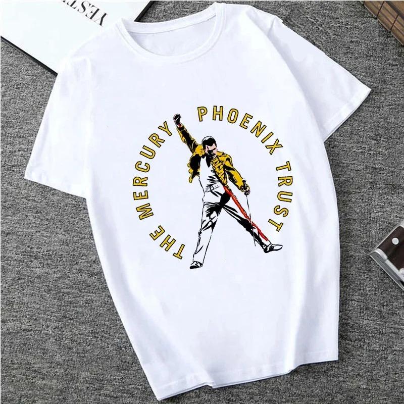 Freddie The Queen Tričko Bílé Módní Dámská Trička Harajuku Kawaii Oblečení Krátký Rukáv Letní Tričko Ležérní Dámský Top O-výstřih