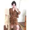 Coffee break French temperament old money wind floral dress children's summer new long-sleeved chiffon waist skirt