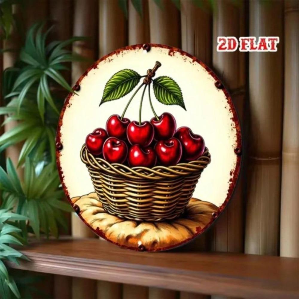 Flat Round Fruit Wall Art Decor for Home Garage Restaurant Cafe