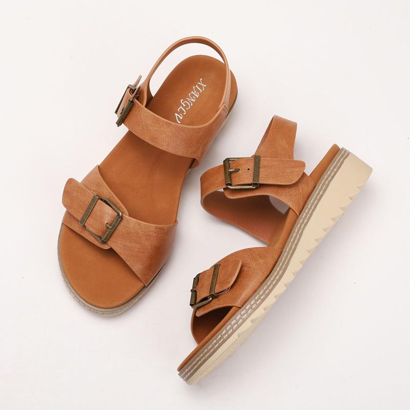 One word with fashion sandals women's summer new South East Asia slope heel fairy wind wear fashion Roman shoes woman
