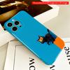 2DFlat Black Cat on Orange Edge, Bright Blue Background All inclusive film hard iPhone case, compatible with iPhone 18 Pro Max 17 16 15 14 13 12 11