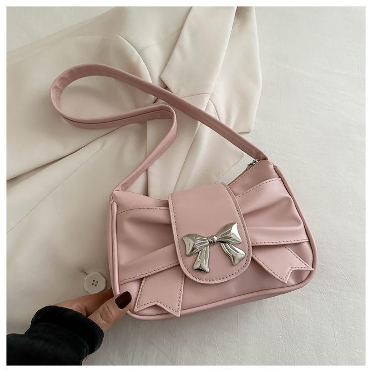Trendy Bow Shoulder Bag for Women, Handbag, Casual Underarm Bag, Daily Commuting Bags, PU Leather, Banquet Bag, Business