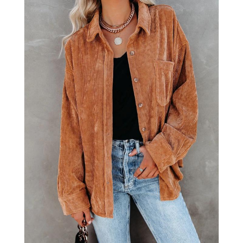 Camicie da donna autunno e inverno Camicia oversize ampia in velluto a coste casual da donna