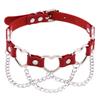 Red Leather Spiked Choker Punk Collar Women Men Bat Heart Chocker Chunky Necklace Goth Jewelry Metal Gothic Emo Accessories