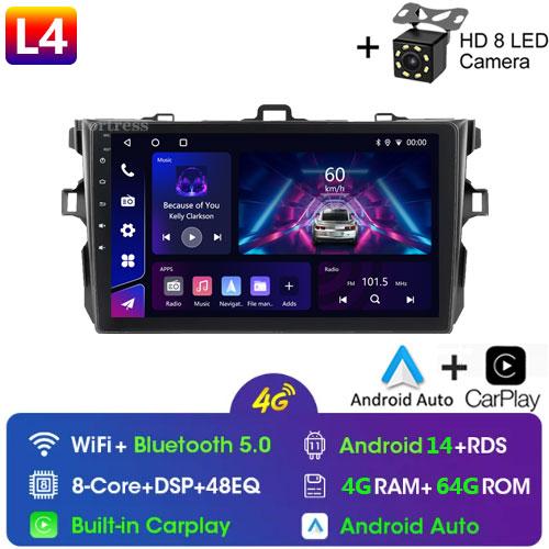 9" Android14Car Stereo Radio for Toyota Corolla E140/150 2007 2008 2009 2010 2011 2012 2013 Multimedia Player 2 Din DVD Speaker
