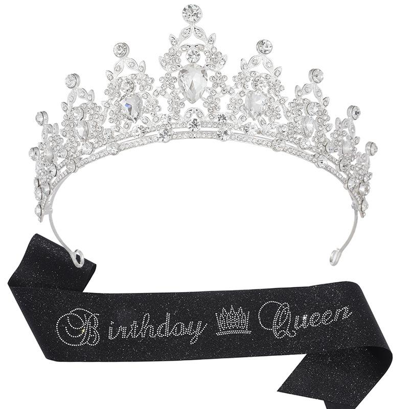 European and American Light Luxury Crystal Crown Hot Diamond Etiquette Belt Birthday Girl Birthday Party Accessories Decoration 2026