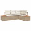 Garden Sofa Set with Cushions 5 Pcs Beige Poly Rattan