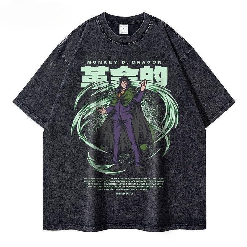 One Piece Anime Printed Tshirt Mens and Womens Washed Tshirt High Quality Vintage Cotton Tshirt Harajuku YK Tops