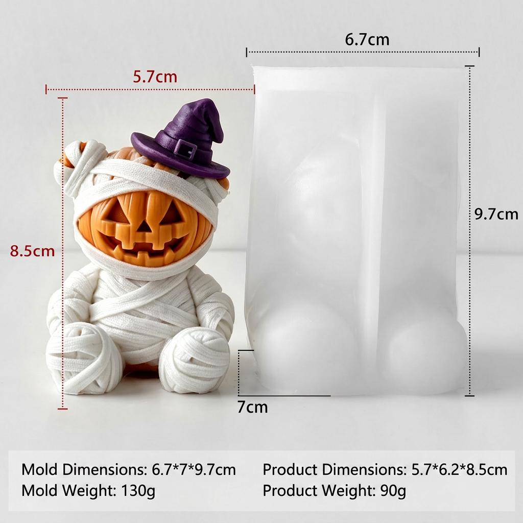 Silicone Craft Mold Flexible 3d Silicone Candle Mold Mummy Bear Candle Mold Cream Colored For Tabletop Diy Craft Holidays