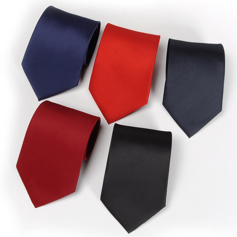 Men's Business Formal Handmade Solid Black 8cm Tie, Professional Attire, Red Wedding Tie