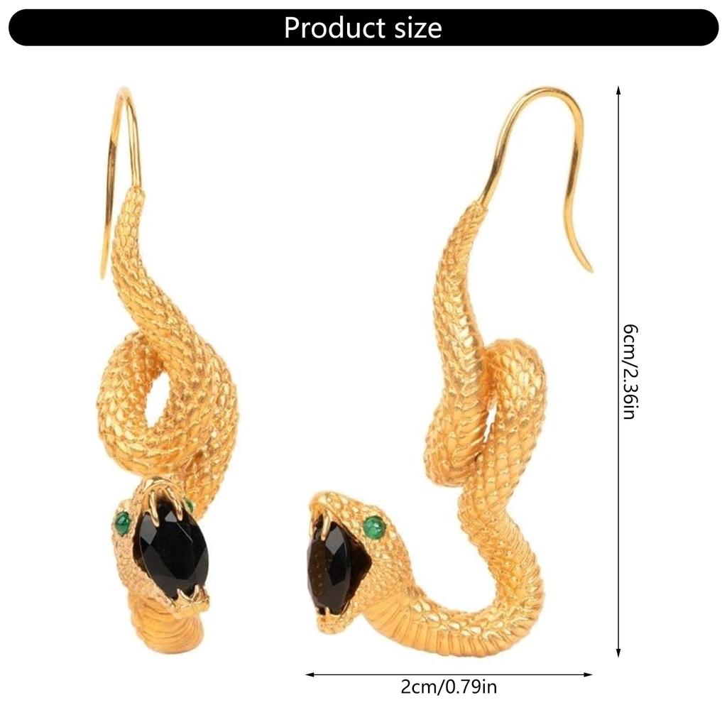 Fashionable Snake Drop Earrings Black Obsidian Serpents Dangle Ear Rings Stylish Ear Studs Jewelry for Daily Wear