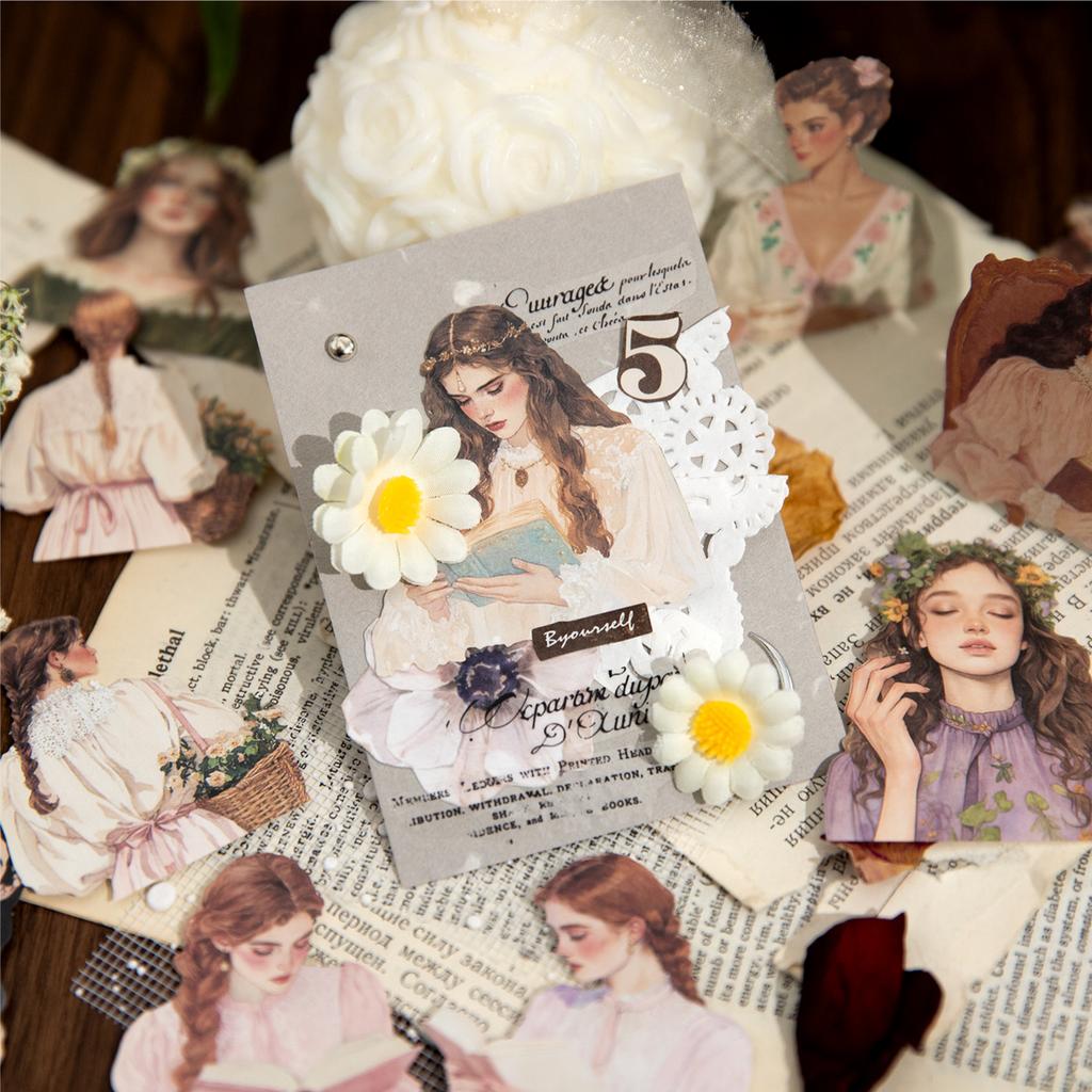 100 Sheets Sticker Pack Romantic Girl Laser Cut DIY Scrapbooking Journal Stickers for Phone Case Notebook Decoration