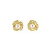 Silver Needle Pearl Resin Flower Stud Earrings - European/American Resort Style High-End Niche Accessory
