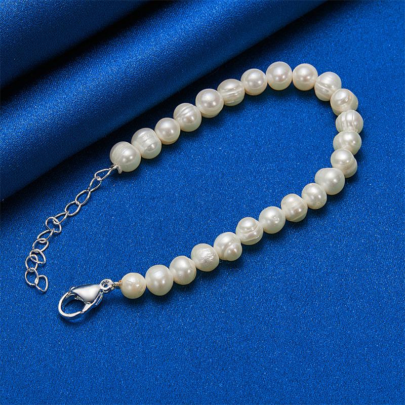925 sterling silver 8-inch exquisite pearl bracelet, women's party jewelry accessories, fashionable wedding gifts