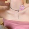 Zircon Resin Flower Pendant Necklace Women's Fashion Niche Design Neck Chain Early Spring Versatile Sweet Light Luxury Collarbone Chain