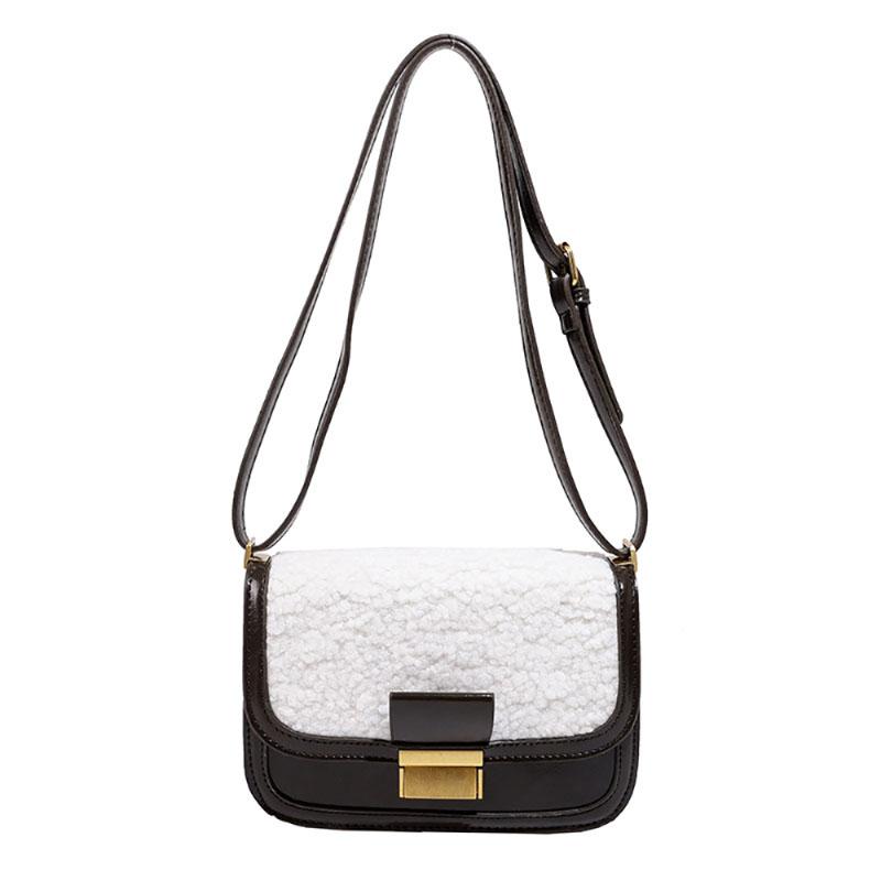 High-End Texture Women's Underarm Shoulder Bag Fashion Lamb Wool Splice Design New Crossbody Bag Retro All-Matching Commuter Bag