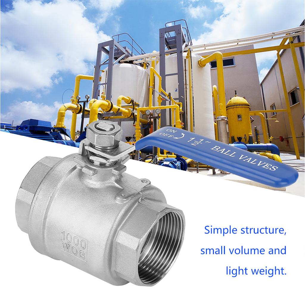 304 Stainless Steel Two Piece Full Port Female Thread Ball Valve 1?12" DN40 1000 WOG