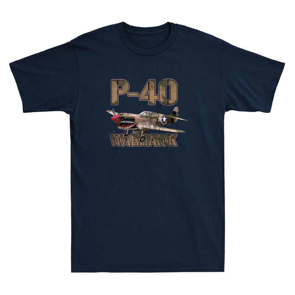 P40 War Hawk Zweiter Weltkrieg Jagdflugzeug Lustige Grafik Vintage Unisex Baumwoll-T-Shirt