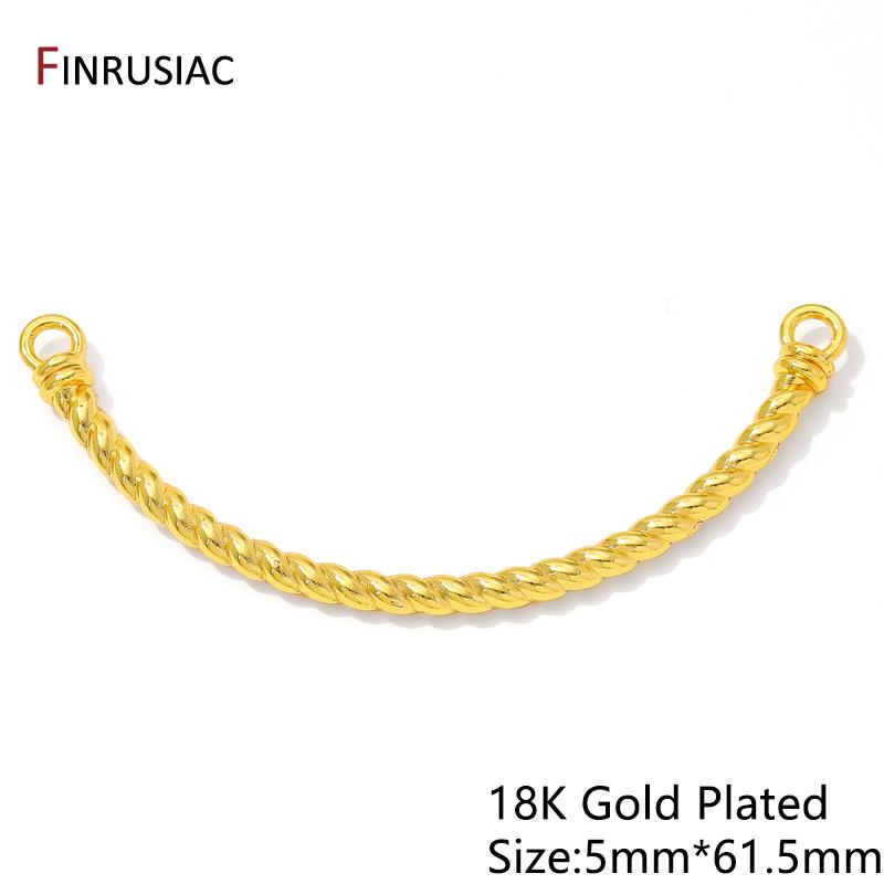 

14/18K Gold Plated Brass Twisted Branch Half Bracelet Connector For Jewelry,Rod Hooks For DIY Handmade Bracelet Making Findings 2 pieces