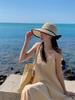 Chic Korean Style Breathable Straw Sun Hat with Bowknot - Women's Foldable Design