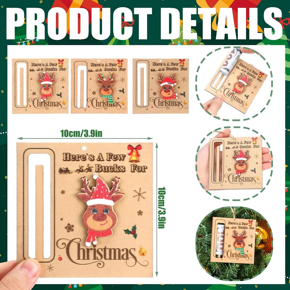 

3PCS Christmas Wallet Holders Christmas Money Dispenser Wooden Decor Ornament For Kids Children Christmas Tree Holiday