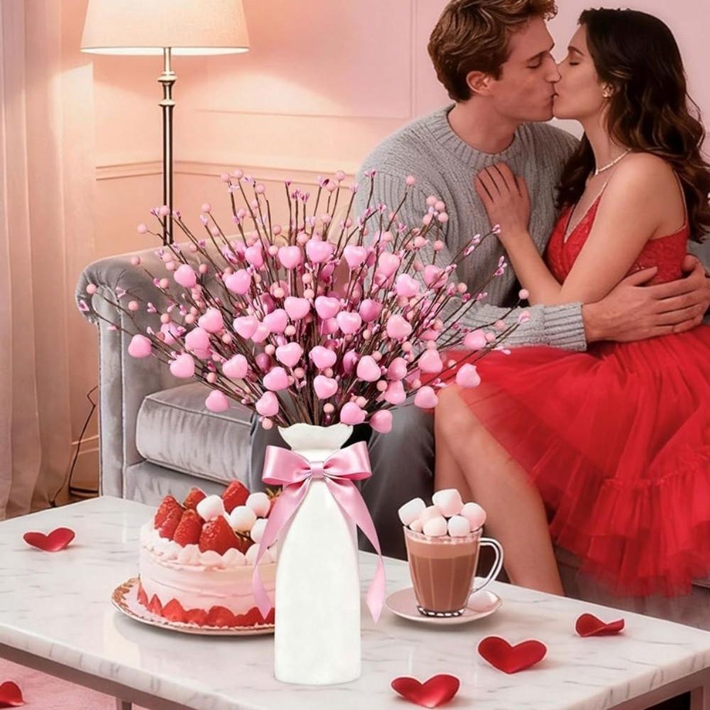 1pc Red and Pink Heart-shaped Flowers Festival Decoration Long-lasting Artificial Flower Bouquet DIY Romantic Creative Bouquet