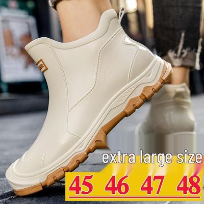 Men's Plus Size Waterproof Fleece-Lined Non-Slip Rain Boots for Outdoor Fishing and Winter Activities