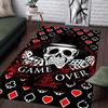 Skull Poker Game Over Rug for Game Room Dark Theme Design Floor Mat Anti Slip Carpet Can Be Machine Washed