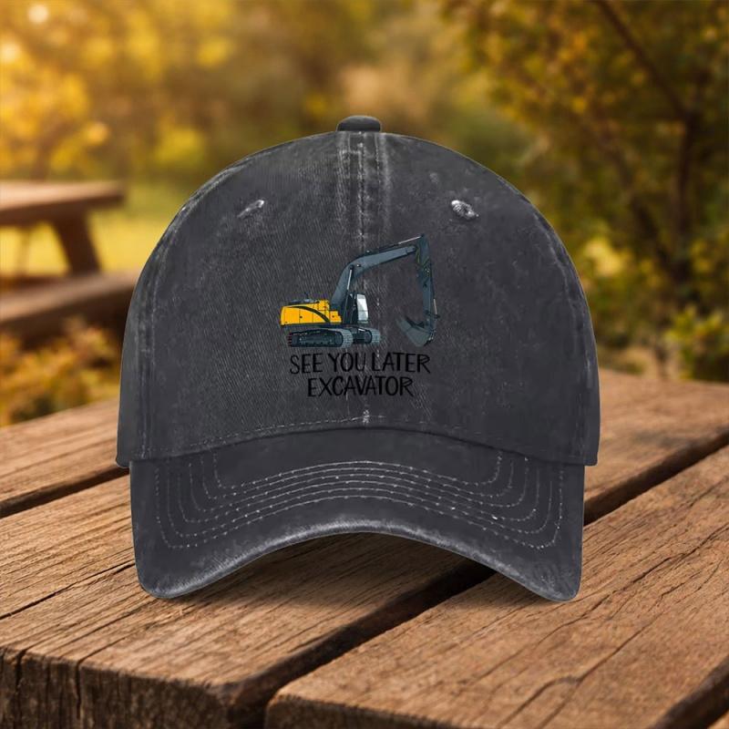 Excavator Pattern Baseball Cap Unisex Duckbill Hat for Outdoor Sports Fitness Travel MultiColor