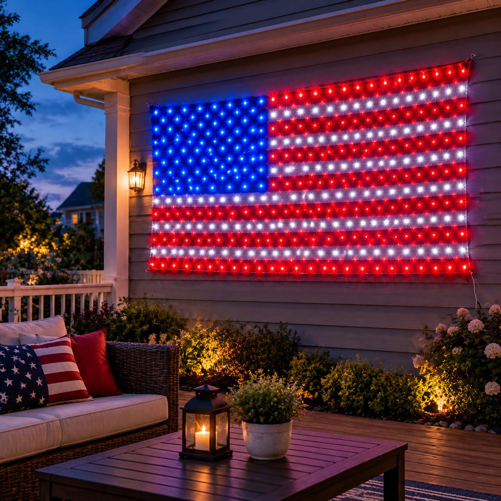 American Flag LED Net Light for Outdoor Holiday Decor