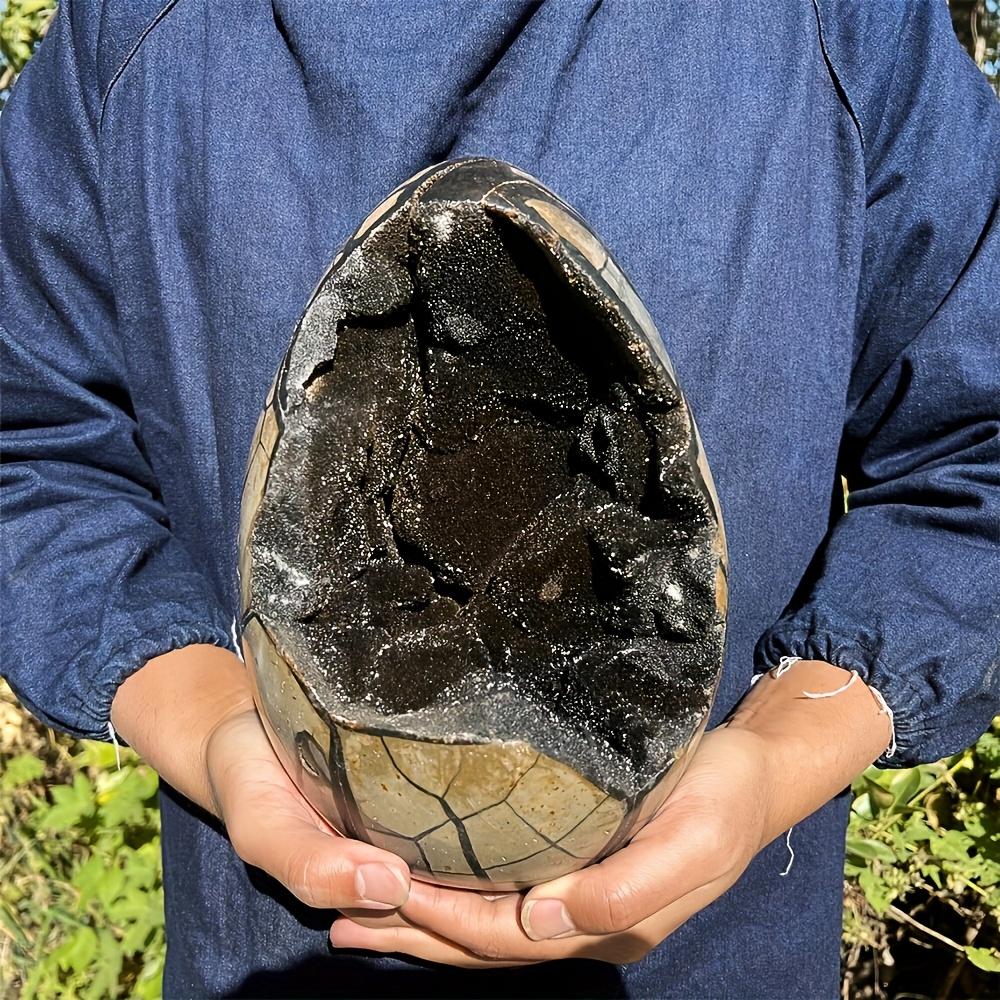 AA+ Dragon Seven-Layer Crystal Egg - Black and brown quartz containing mixed minerals, with a rough textured surface