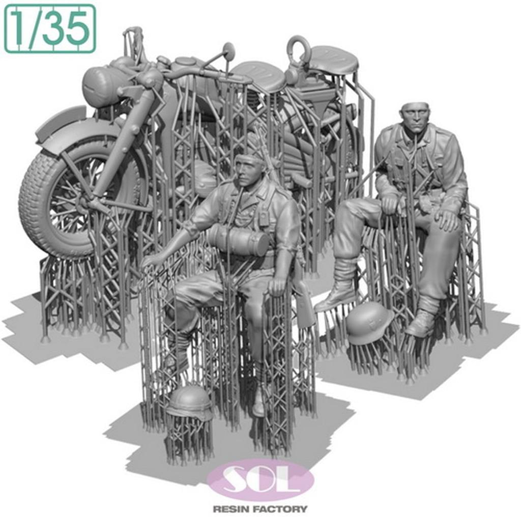 Sol Model WWII German KS750 Military Motorcycle with Two Crew 3D Printer Kit MM878 1/35 Members, (Motorcycle)