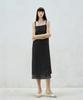 Rie Checked-Chiffon Layered Midi Dress Black