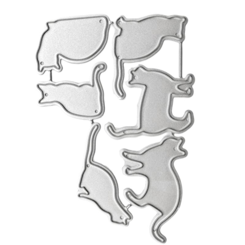 Multipurpose Kitten Animal Shape Cutting Dies Carbon Steel Die Cut Metal Embossing Stencils for Card Making Scrapbooking