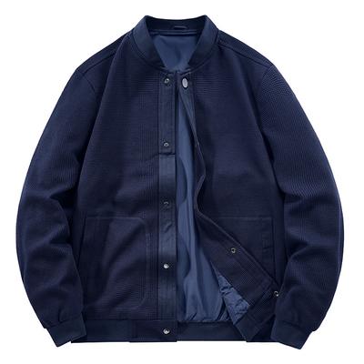 Autumn and Winter Men's Coat, Waffle Baseball Collar Versatile Top, Casual Retro Jacket