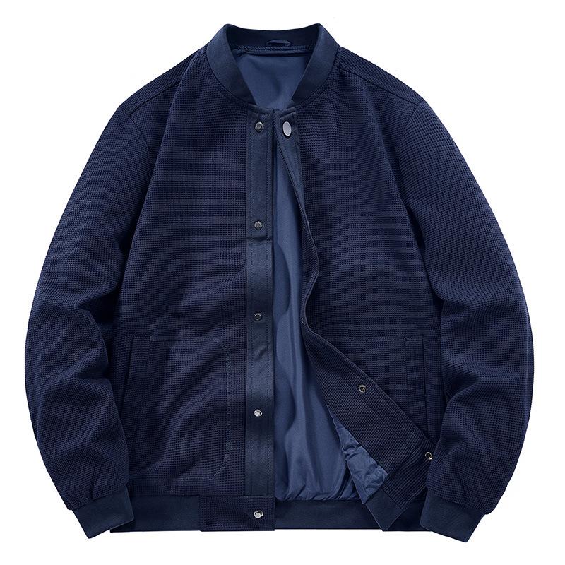 

Мужское пальто на осень и зиму, универсальный топ с вафельным воротником-стойкой, повседневная ретро-куртка M синий