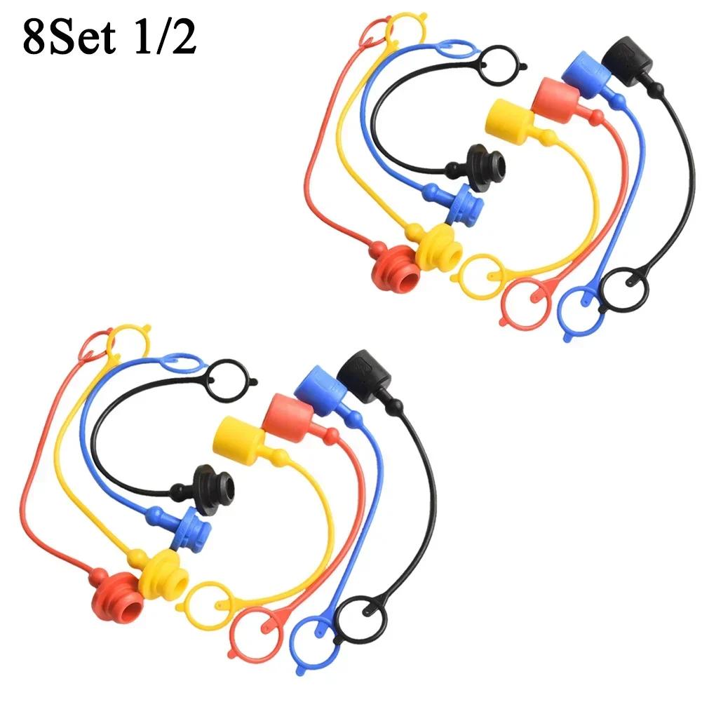 4/8 párů rychlospojek z PVC gumy s vnějšími krytkami proti prachu a vnitřními krytkami zástrček pro hydraulické zařízení PARKER6600 - Ochranná sada
