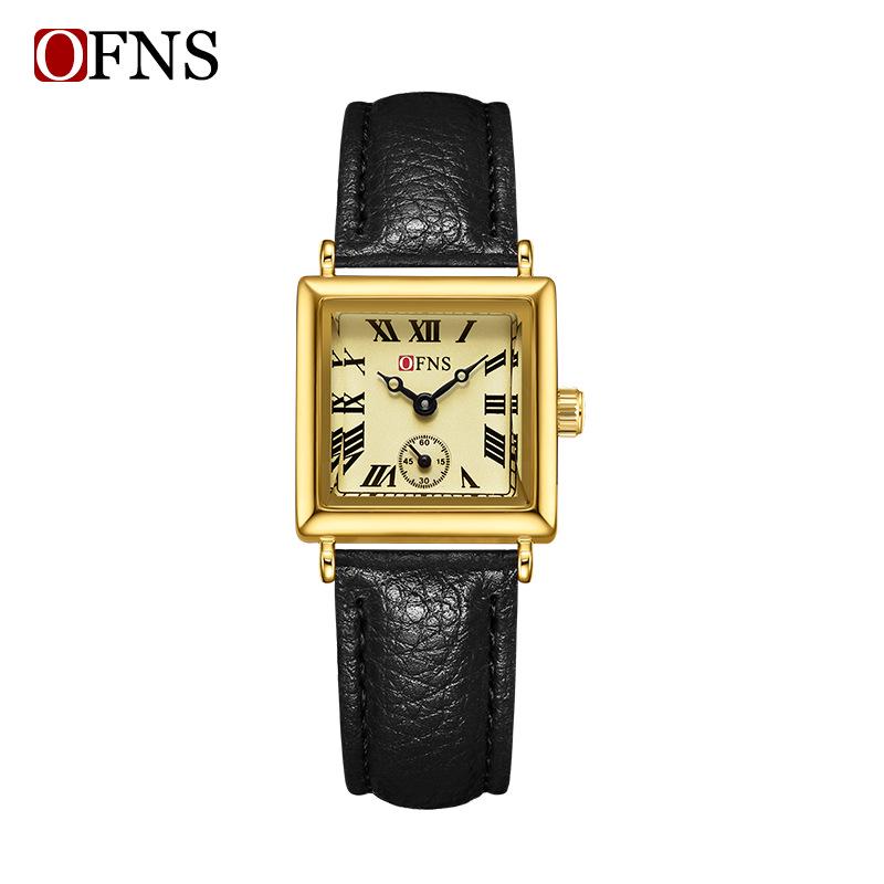 OFNS Women s Square Steel Band Waterproof Quartz Watch with Roman Numerals