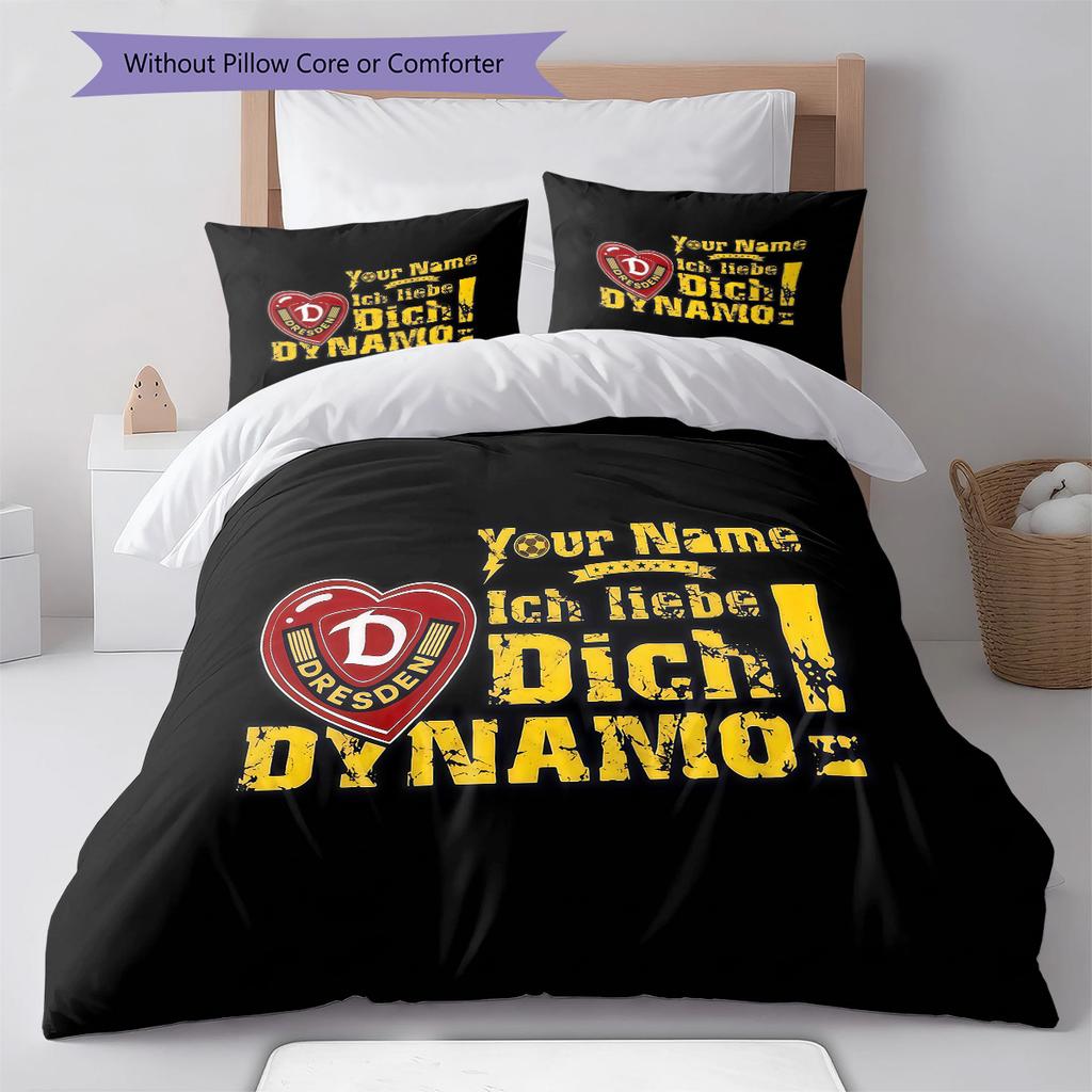 Dynamo Dresden Custom Name Pattern Bedding Quilt Set Quilt Cover Pillowcase Home Birthday Gift(1 * Duvet Cover + 2 * Pillowcase, Without Core)