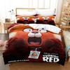 Red Bear 3D Printing Duvet Cover Bedding Set, Anime bear Microfibre Soft Pillowcases Hidden Zipper for Children Teenagers